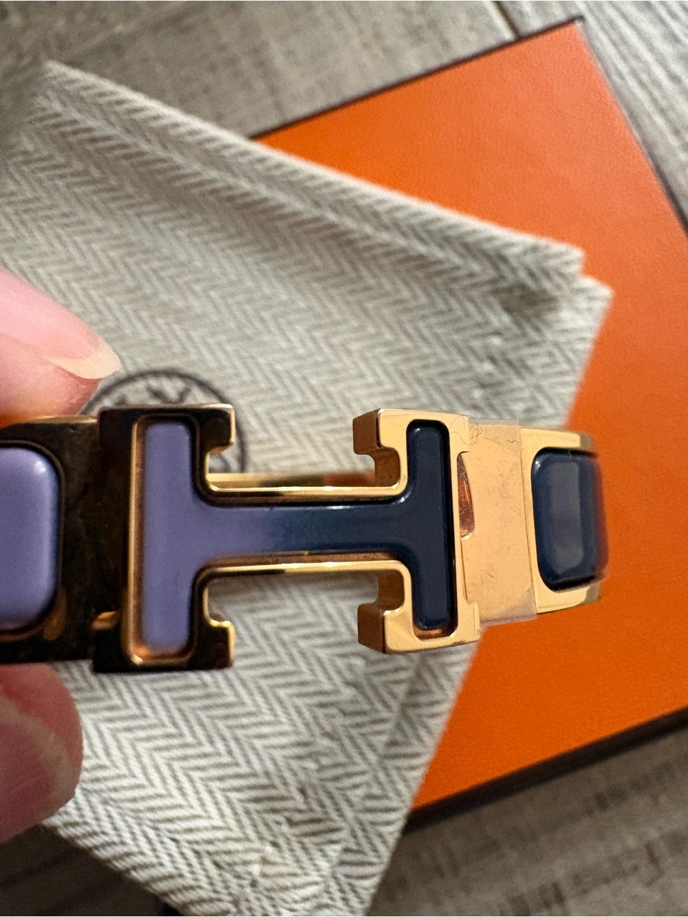 Hermes Rose Gold Tone Clic H Bracelet